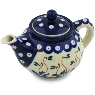 Polish Pottery Tea or Coffee Pot 13 oz Weeping Bells