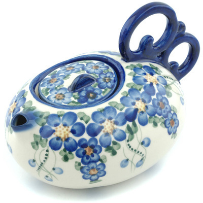 Polish Pottery Tea or Coffee Pot 27 oz Field Of Blue UNIKAT