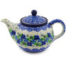 Polish Pottery Tea or Coffee Pot 3&frac12; cups Blue Phlox