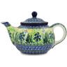 Polish Pottery Tea or Coffee Pot 3&frac12; cups Lakeside Bluebells UNIKAT