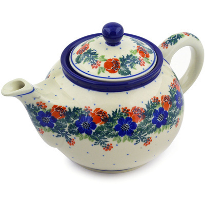 Polish Pottery Tea or Coffee Pot 3&frac12; cups Polish Wreath