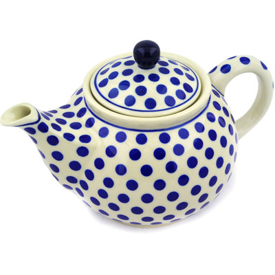 Polish Pottery Tea or Coffee Pot 3&frac12; cups Polka Dot Delight