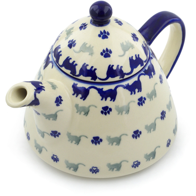 Polish Pottery Tea or Coffee Pot 39 oz Boo Boo Kitty Paws