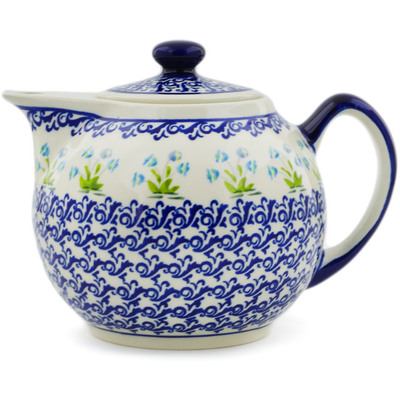Polish Pottery Tea or Coffee Pot 39 oz Evergreen Wreath