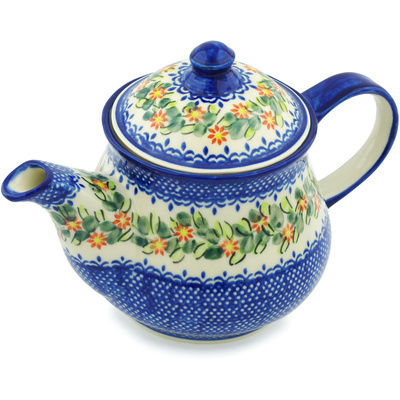 Polish Pottery Tea or Coffee Pot 40 oz Elegant Garland