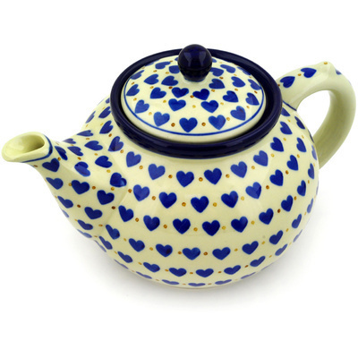 Polish Pottery Tea or Coffee Pot 5 cups Hearts Delight