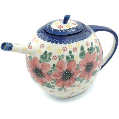 Polish Pottery Tea or Coffee Pot 55 oz Drops Of Beauty UNIKAT