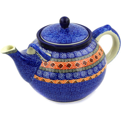 Polish Pottery Tea or Coffee Pot 7 cups Aztec Night