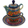Polish Pottery Tea Set for One 13 oz Poppies UNIKAT