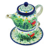 Polish Pottery Tea Set for One 17 oz Green Tranquility UNIKAT