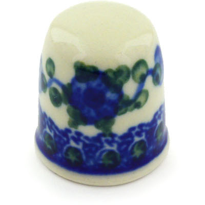Polish Pottery Thimble 1&quot; Blue Poppies