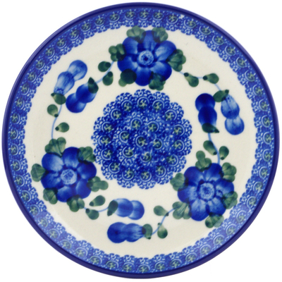 Polish Pottery Toast Plate Blue Poppies