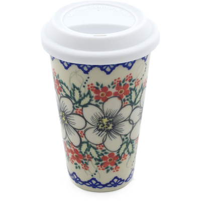 Polish Pottery Travel Coffee Mug Heavenly UNIKAT