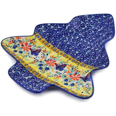 Polish Pottery Tray 9&quot; Butterfly Summer Garden UNIKAT