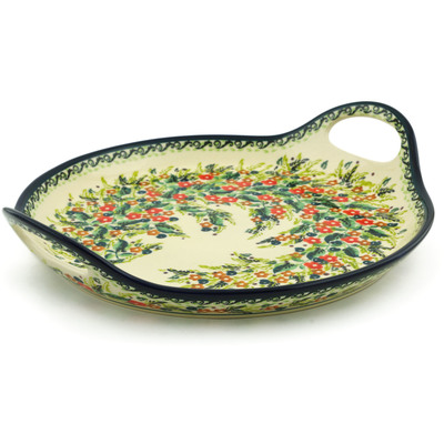 Polish Pottery Tray with Handles 13&quot; Floral Eden UNIKAT