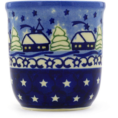 Polish Pottery Tumbler 10 oz Village Stars UNIKAT