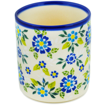 Polish Pottery Tumbler 14 oz Forget-me-not Field