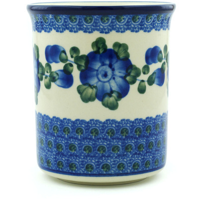 Polish Pottery Tumbler 16 oz Blue Poppies