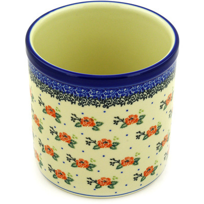 Polish Pottery Utensil Jar 6&quot; Pasadena Delight
