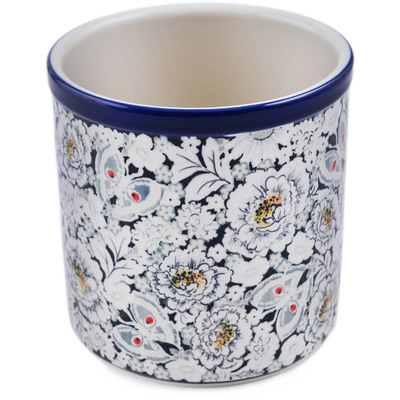 Polish Pottery Utensil Jar 6&quot; Royal Elegant UNIKAT