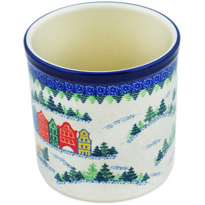 Polish Pottery Utensil Jar 6&quot; Santa&#039;s Village UNIKAT
