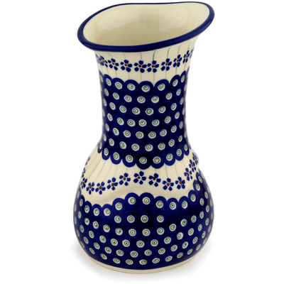 Polish Pottery Vase 10&quot; Flowering Peacock