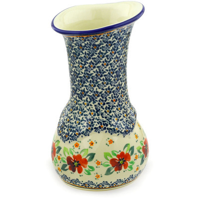 Polish Pottery Vase 10&quot; Nightingale Flower