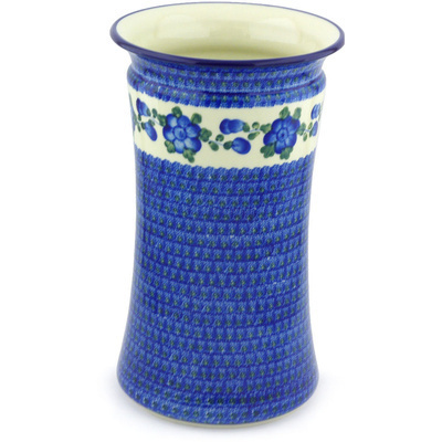 Polish Pottery Vase 12&quot; Blue Poppies
