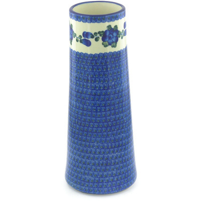 Polish Pottery Vase 14&quot; Blue Poppies