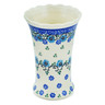 Polish Pottery Vase 4&quot; Blue Delicate Flower