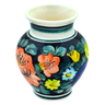 faience Vase 4&quot; Little Flower Patch Black