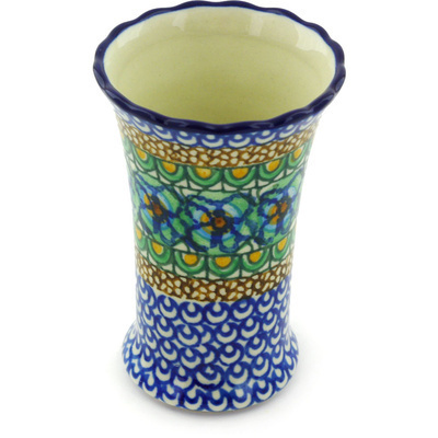 Polish Pottery Vase 4&quot; Mardi Gras UNIKAT