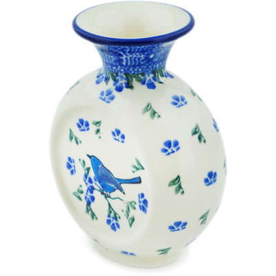 Polish Pottery Vase 5&quot; Baby Blue Bird