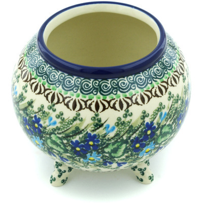 Polish Pottery Vase 5&quot; Blue Violet Garden UNIKAT