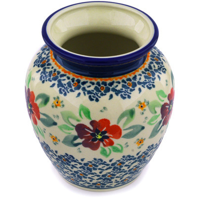 Polish Pottery Vase 5&quot; Nightingale Flower