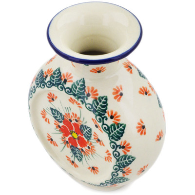 Polish Pottery Vase 5&quot; Pink Forget Me Not UNIKAT