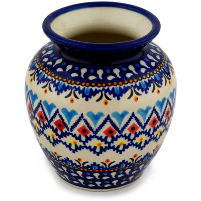 Polish Pottery Vase 5&quot; Poppy Kaleidoscope UNIKAT
