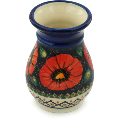 Polish Pottery Vase 5&quot; Poppy Passion UNIKAT
