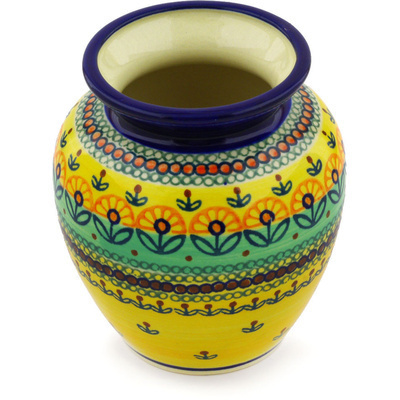 Polish Pottery Vase 5&quot; Prairie Sunrise UNIKAT