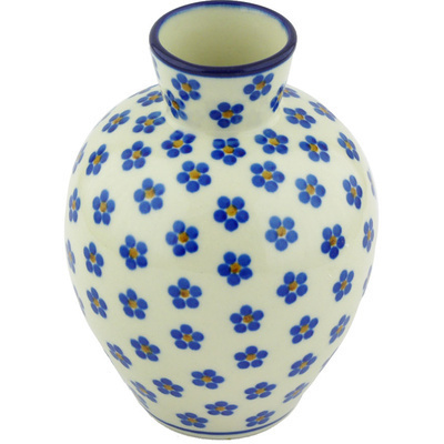 Polish Pottery Vase 6&quot; Daisy Dots