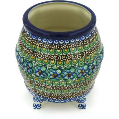Polish Pottery Vase 6&quot; Mardi Gras UNIKAT