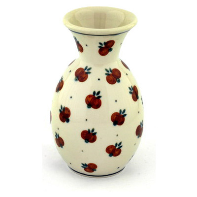 Polish Pottery Vase 6&quot; Wild Cherry