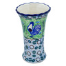 Polish Pottery Vase 7&quot; Blue Rooster UNIKAT