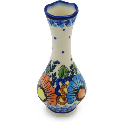 Polish Pottery Vase 7&quot; Bold Poppies UNIKAT