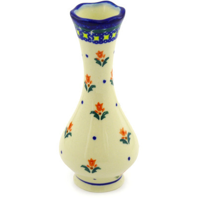 Polish Pottery Vase 7&quot; Cocentric Tulips