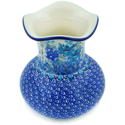 Polish Pottery Vase 7&quot; Dragonfly Blues UNIKAT