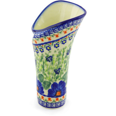 Polish Pottery Vase 9&quot; Brilliant Butterfly Popp UNIKAT