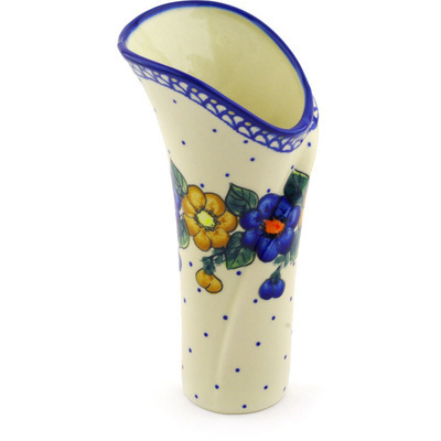 Polish Pottery Vase 9&quot; Pansy Circle UNIKAT