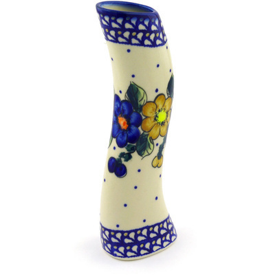 Polish Pottery Vase 9&quot; Pansy Circle UNIKAT