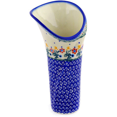 Polish Pottery Vase 9&quot; Spring Flowers